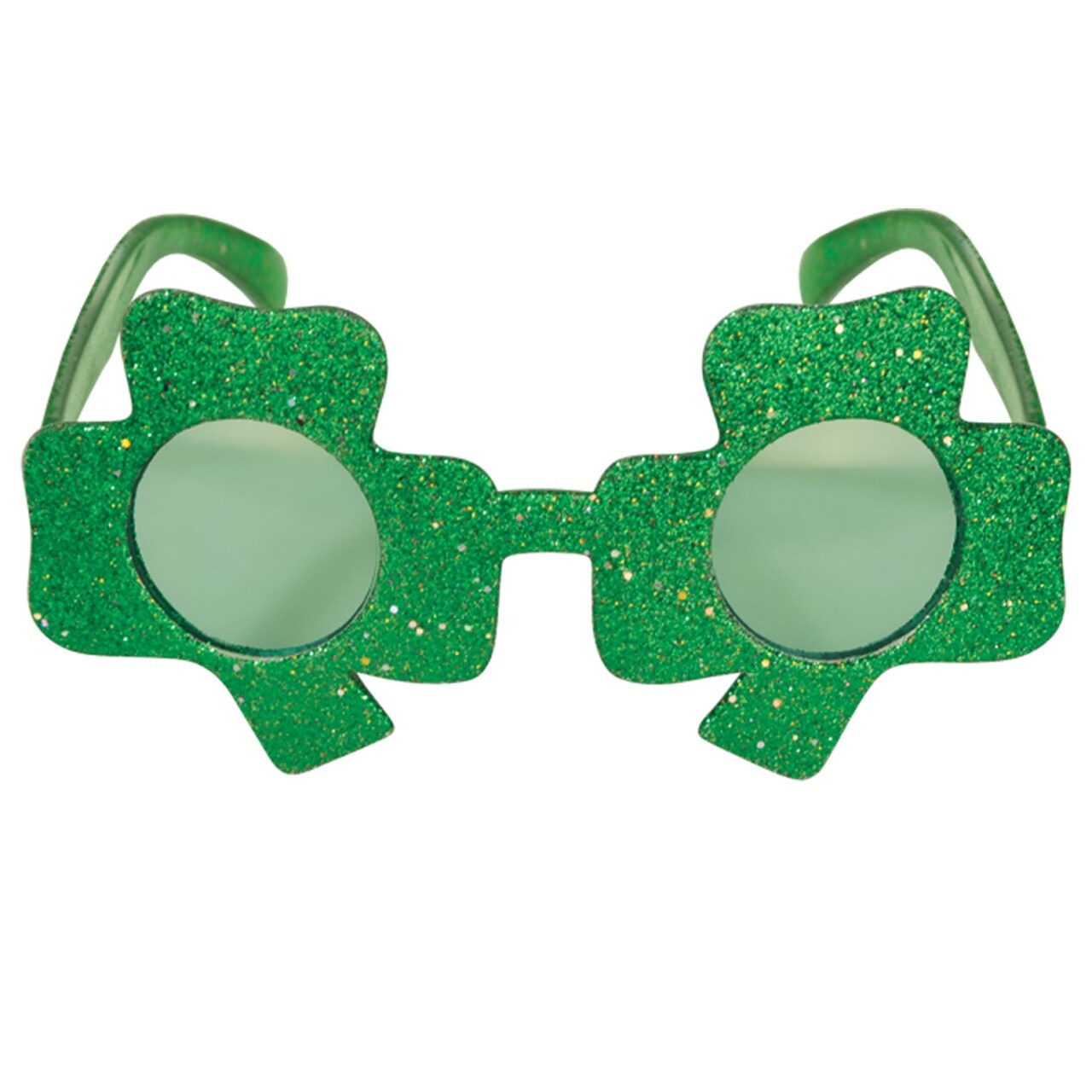 Party Central Pack of 6 Green Glittered Shamrock St. Patrick's Day Eye Glasses - One Size